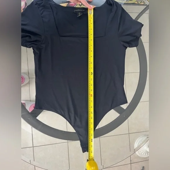 House of Harlow Fitted Square neck body suit shirt sleeves black size large - Picture 8 of 15